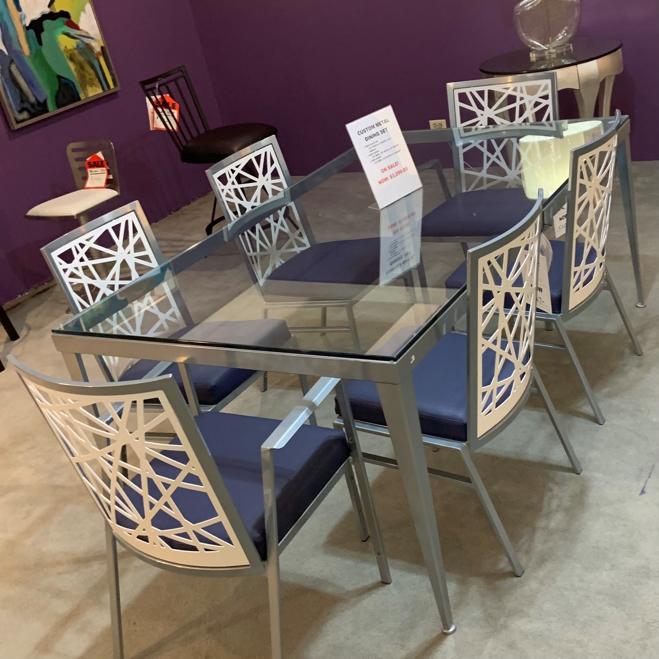 Metal dining table discount set